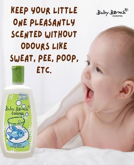 Baby Bench Colonia JELLY BEAN COLOGNE | Perfume for Babies, Gentle & Safe, Mild Fragrance | Long-lasting Moisture & Delicate Fragrance | Safe for Mother's Hands & Baby's Skin 200 ml - (Pack of 3).