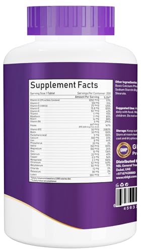 NBL Natural Women's Multivitamin for Women 50 Plus, Multivitamin Multimineral Supplement with Vitamin D3, B Vitamins, Supports Memory, and Cognition in Older Adults â€“ Once Daily, 200 Tablets