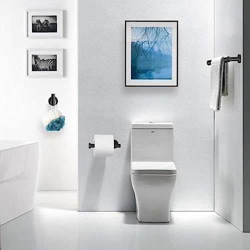 Zuelnote 5-Pieces Matte Black Bathroom Hardware Set SUS304 Stainless Steel Round Wall Mounted - Includes 16" Hand Towel Bar, Toilet Paper Holder, 3 Robe Towel Hooks,Bathroom Accessories Kit