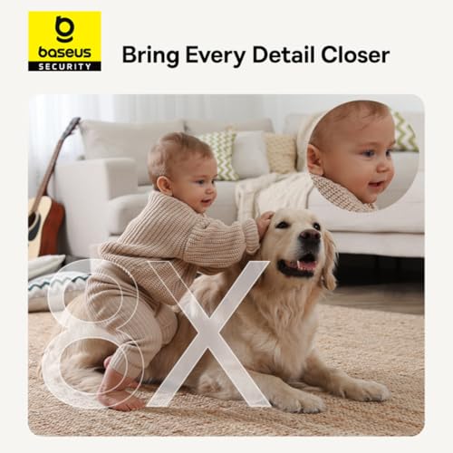 Baseus P1 Lite Pan Tilt Security 2K Indoor Camera, 3MP HD Clarity, 2-Way Audio, Night Vision, Up to 256 GB SD Card Local Storage, Motion Tracking for Baby/Pet Monitor, Works with Alexa & Google HomeMP