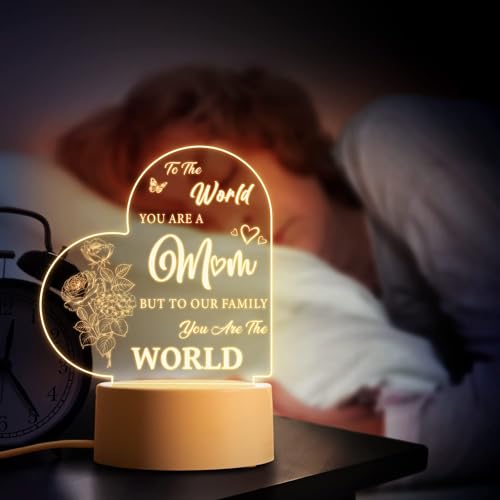 YHCG Mum Birthday Gifts, Gifts for Mum Engraved Night Light, Birthday Gifts for Mum with Touching Words, Mum Gifts from Daughter Son, Idea Gifts for Mum, Presents for Mum