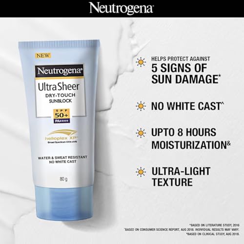 Neutrogena Ultra Sheer Dry Touch Sunblock SPF 50+ Sunscreen (White,80 g))