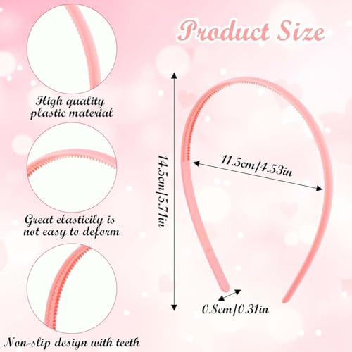 6 Pcs Thin Plastic Headbands for Women & Girls, Non-Slip Hair Bands with Teeth for Straight & Curly Hair, Candy Color Hair Accessories (Multicolor)