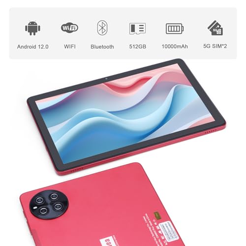 C idea 10.1 inch Tablet,8GB Tablet PC with Android 13,Dual SIM,5G LTE 1280x800 IPS HD Touch Screen,Long Lasting Battery Tablet,CM8800 Plus (Red)