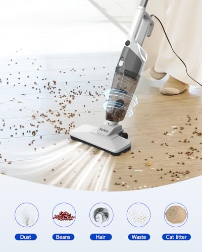 BOMIDI 17000Pa Ultra - Strong Handheld Vacuum Cleaner with 900mL Dust Cup, Quiet Suction, 5m Cable & Washable Filter - Ideal for Wood, Carpet, Tile Floors - White
