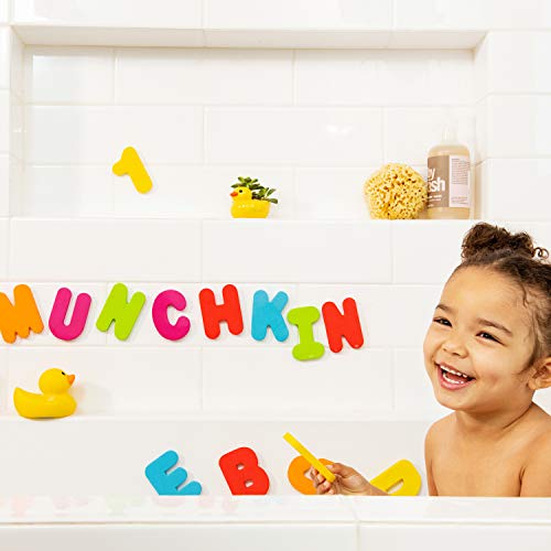 Munchkin Learn™ Bath Letters & Numbers, Bright learning stickers, great learning tool, sticks easily, reusable, infant/baby/toddler/kids, 18 Months and above, 36 pieces.
