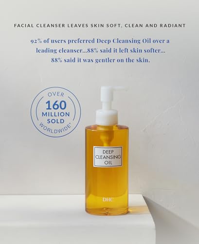 DHC Deep Cleansing Oil, Facial Cleansing Oil, Makeup Remover, Cleanses without Clogging Pores, Residue-Free, Fragrance and Colorant Free, All Skin Types, 6.7 fl. oz.