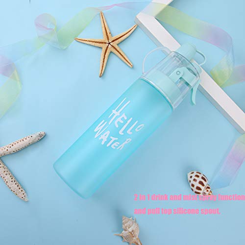 Emopeak 580ML Misting Water Bottle, 20OZ Sports Water Bottle with Spray Mist for Outdoor Hydration, BPA-Free Mist Water Bottle (Frosted Blue, 580ml/20oz)