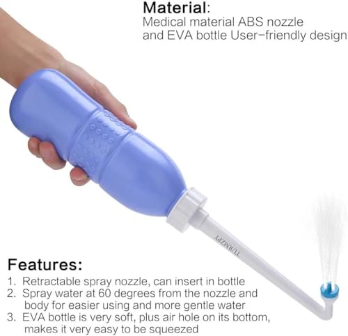 SKY-TOUCH Large Portable Shattaf Bidet Bottle and Traveling Bidet for Personal Cleansing Use - Include Extended Nozzle - Personal Hygiene Care Toilet Bidet Spray -650ml Purple