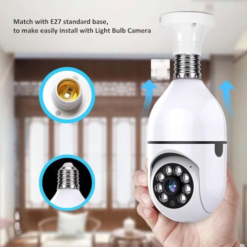Smart 360° Light Bulb Security Camera - 1080P HD WiFi cctv camera for home - Indoor and Outdoor Use - Motion Detection - Night Vision - Two-Way Audio - Wireless Surveillance Camera