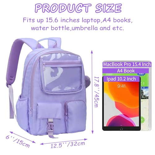 Ocbabe Backpack for Girl Plain Laptop Backpack 15.6 inch Bookbag,Daypack,Water Resistant College School Bag for Student