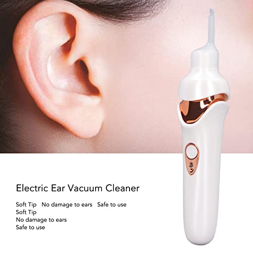 Zudoo Electric Ear Suction Device, Portable Automatic Electric Vacuum Ear Pick Ear Cleaner Earwax Remover with LED Light for Earwax Removal, Soft Prevent Ear-Pick Clean Tools Set (White)
