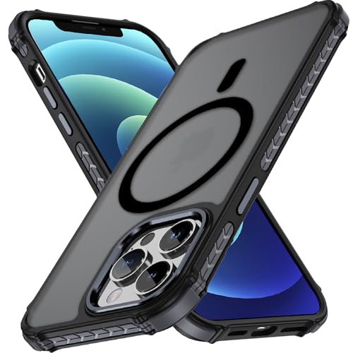 for iPhone 12 Case,iPhone 12 Pro Case Magnetic [for Magsafe][Military Grade Shockproof Protection] Anti-Scratch Non-Slip Matte Translucent Slim Phone Case for iPhone 12 Cover/iPhone 12 Pro Cover,Black