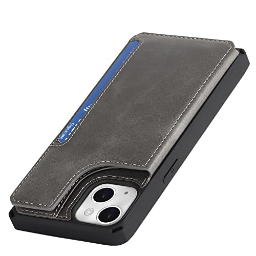 iCoverCase iPhone 11 Case, Wallet Card Holder Case [4 Card Slots] [with Lanyard] PU Leather Flip Shockproof Cover for iPhone 11 - Gray