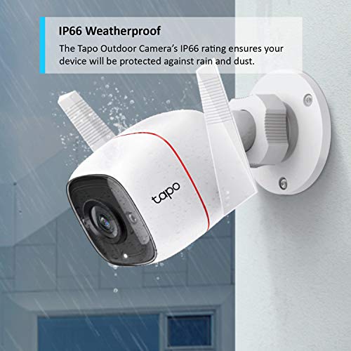 Tapo 2K Outdoor Security Camera, Motion Detection, IP66 Weatherproof, Built-in Siren, 2-way Audio, 3MP, Night Vision, Cloud &SD Card Storage, Works with Alexa & Google Home (Tapo C310)