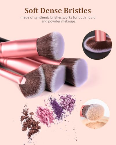 BESTOPE Makeup Brushes 16 PCs Makeup Brush Set Premium Synthetic Foundation Brush Blending Face Powder Blush Concealers Eye Shadows Make Up Brushes Kit (Rose Golden)