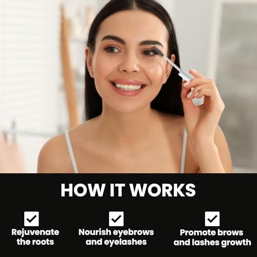 Rawls Eyebrow & Eyelash Growth Serum – Natural & Organic Formula for Longer, Thicker Brows & Lashes – Nourishing with Castor Oil, Almond Oil, Vitamin E & C – 5ml