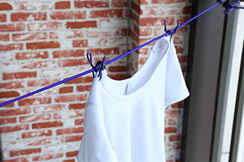 Yansanido Pack of 1 Portable Clothesline with 12pins with 13pcs Black Clips Adjustable Stretchy Travel Elastic Clothesline Elastic Laundry Clothes line (Black)