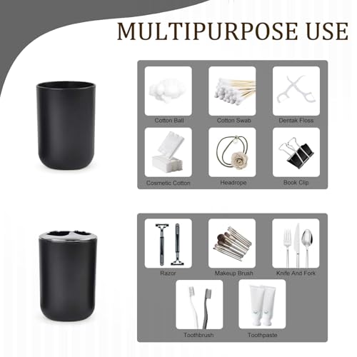 CERBIOR Bathroom Accessories Set 6 Piece Bath Ensemble Includes Soap Dispenser, Toothbrush Holder, Toothbrush Cup, Soap Dish for Decorative Countertop and Housewarming Gift, Black, Large