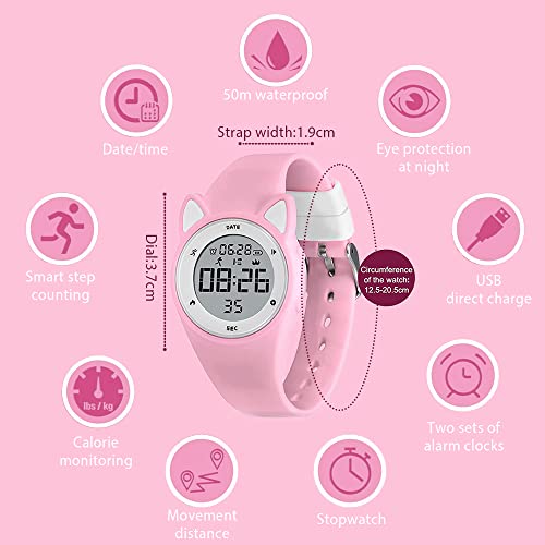 Masroo Kids Watches Digital Sport Watch for Girls Boys, Fitness Tracker with Alarm Clock, Stopwatch, No App Waterproof Watches for Teens Students Ages 5-12