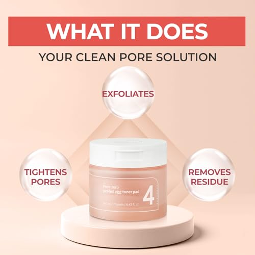 numbuzin No.4 Toner Pads | Pore Zero Peeled Egg Toner Pad | Gentle Exfoliator, PHA, LHA, Makeup Skin Prep, Panthenol | Korean Skin Care for Face | 70 Pads/190ml