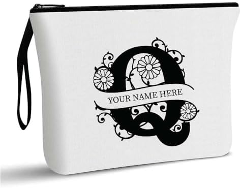 PRINTSHOP4ME Personalized Makeup Bag - Initial Monogram Cosmetic Pouch - Customizable Your Name - Monogrammed Makeup Pouch - Perfect for Travel Organizer - Cosmetic Bag for Women (N)