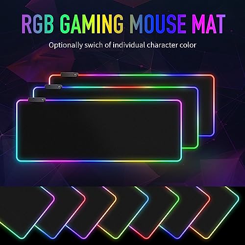 Large RGB Gaming Mouse Pad -15 Light Modes Touch Control Extended Soft Computer Keyboard Mat Non-Slip Rubber Base for Gamer Esports Pros Gaming Accessories Gaming Setup Accessories 31.5X11.8