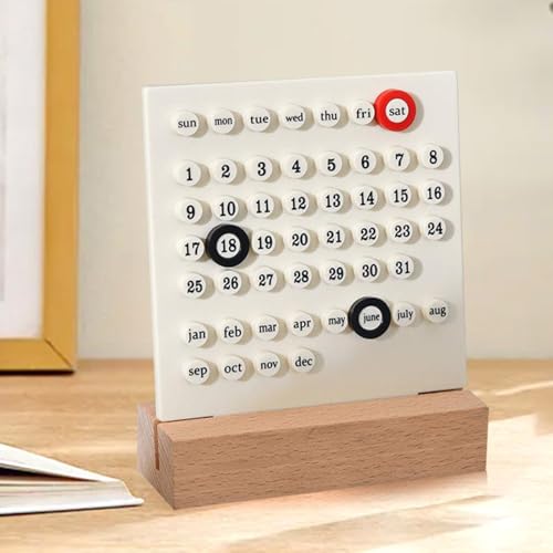 Wooden Desk Calendar Perpetual Calendar Desk Wood Calendar Stand Acrylic Calendar Desktop Decor Week Month Date Display Holder for Office, Desk Accessories, Shop, Desk Decor