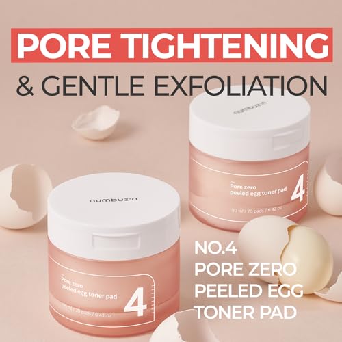 numbuzin No.4 Toner Pads | Pore Zero Peeled Egg Toner Pad | Gentle Exfoliator, PHA, LHA, Makeup Skin Prep, Panthenol | Korean Skin Care for Face | 70 Pads/190ml