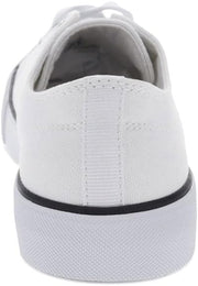 Womens Cain Canvas Casual Lace Up Sneaker Shoe - White