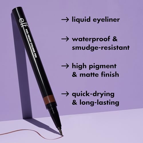 e.l.f. Intense H20 Proof Eyeliner Pen, Smooth, Precise, Defines, Enhances, Intensifies, Waterproof, Smudge-Proof 0.7ml