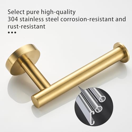 BRIMIX Toilet Paper Holder Toilet Roll Holder Stainless Steel Tissue Holder Wall Mounted for Bathroom Kitchen (Brushed Gold)