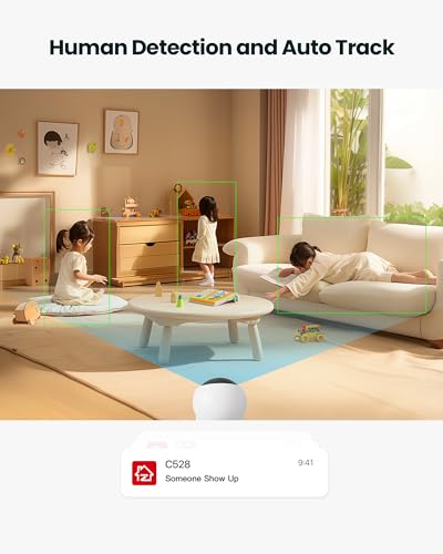 ZOSI Dual-Lens 2K WiFi Security Camera Indoor, 355° Views Pan/Tilt Home CCTV Camera with 2 Way Audio, One-Touch Calling, Smart Person Detection, 2.4G/5G Dual-Band WiFi, C528