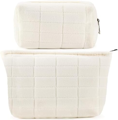 ZLFSRQ 3Pcs Checkered Makeup Bag for Women Large Cosmetic Bag Set Travel Toiletry Bag Makeup Pouch Bag for Purse Pink Zipper Storage Bag Organizer Cute Small Aesthetic Girls Car Essentials Bag