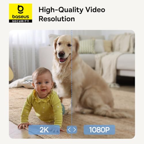 Baseus P1 Lite Pan Tilt Security 2K Indoor Camera, 3MP HD Clarity, 2-Way Audio, Night Vision, Up to 256 GB SD Card Local Storage, Motion Tracking for Baby/Pet Monitor, Works with Alexa & Google HomeMP