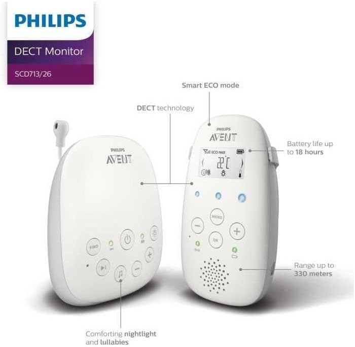 Philips Avent DECT Baby Monitor, 100% Private Connection, Nightlight, SCD503/26