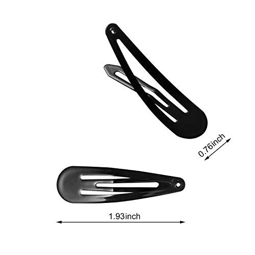 SWSTINLING 50 Pack Black 2 Inch Barrettes Metal Snap Hair Clips Accessories for Women
