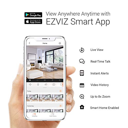 EZVIZ C1C-B WiFi Security Camera, Indoor Camera, 1080p Home Monitor Camera with 12m Night Vision, Version E0-1E2WF Two Way Talk, Wide Angle Lens, Sounds Alert, Sleep Mode.