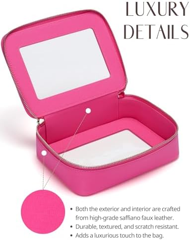 Small Cosmetic Bag for Purse Mini Makeup Bag for School Cute Clear Make Up Pouch for Travel Tiny Leather White Make Up Organizer Case for Backpack Toiletry Bag Waterproof Square Pouch with Zipper