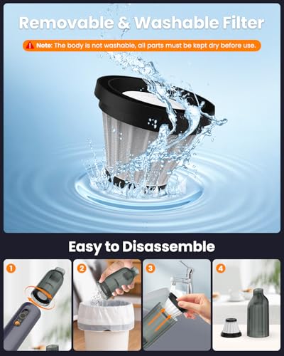 Musclez 4-in-1 Handheld Car Vacuum Cleaner Cordless,15000Pa Portable Car Vacuum Cleaner with LED Display,Rechargeable Mini Dust Buster for Car, Home, Office Cleaning (Gray)