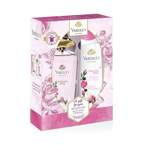 Yardley London English Rose Perfumed Gift Set - Eau De Toilette 125ml + Body Spray 150ml Enchanting Floral Fragrance With Rose, Tea Accord & Bergamot For Women