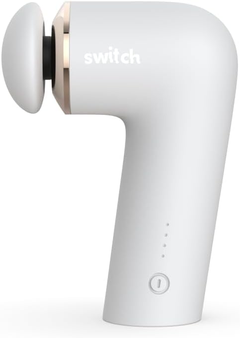 SWITCH Portable Massage Gun Pro 2, MG-B200-4 Adjustable Speeds, 4 Interchangeable Heads, Special Silicone Design, Brushless Motor, 4-5 Hr Continuous Use, 40-50W Power, Silver - SILVER