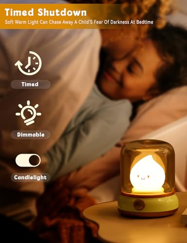WANIDEA Cute Chibi Flame Lamp, Anime Cozy Lights, Retro Rechargeable Night Light, Decor, Cute Desk Accessories, Gifts