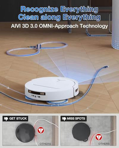 ECOVACS 15,000 Pa DEEBOT T50 PRO Omni Robot Vacuum Cleaner with all in 1 Station, Extended Side Brush and Mop, Auto Mop Wash with 75°C Hot Water, Ultra Thin 81 mm, White