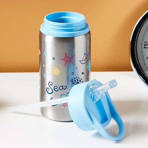 The Moon Brand Single Wall Stainless Steel Sipper Bottle 530ml BPA Free Lid, Easy Siping Lightweight for Kids – Portable- Large Capacity Indoor/Outdoor Spill Proof, Break Resistant - Blue