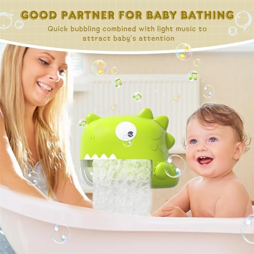 AM ANNA Baby Bath Toys for Kids Age 1-3, Dinosaur Automatic Bath Bubble Machine,Bathtub Bubble Maker with Music,Bathtime Shower Bathtub Toys for Toddlers,Birthday Gift for Boys Girls Age 1-5