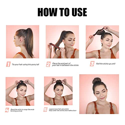 Excefore Hair Bun Maker, 3 Pcs Women Twist Hair Shaper, Easy Fast Snap Roll hair nets Magic Buns Tool, Donut Curler Roller Dish Headbands, French Twist Hair Fold Wrap Snap for Women Kids (Black)