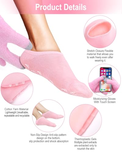 MOMENT Moisturizing Socks, Gel Socks Soft Moisturizing Gel Socks, Gel Spa Socks for Repairing and Softening Dry Cracked Feet Skins, Gel Lining Infused with Essential Oils and Vitamins, Random Color