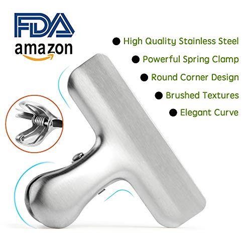 Ayvicco 12 Pack Heavy Duty Chip Bag Clips, 3 Inch Wide Stainless Steel Food Bag Clip, Perfect for Air Tight Seal Grips on Coffee, Food & Bread Bags, Office Kitchen Home Usage (No Sharp Edges)