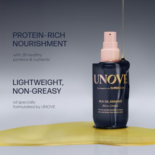 UNOVE Silk Oil Essence Hair Serum 70ml/2.4fl.oz | Nourishing Hair Oil for Dry, Frizzy, and Damaged Hair | Lightweight Smoothing Serum | Frizz Control and Split End Care | Heat Protection